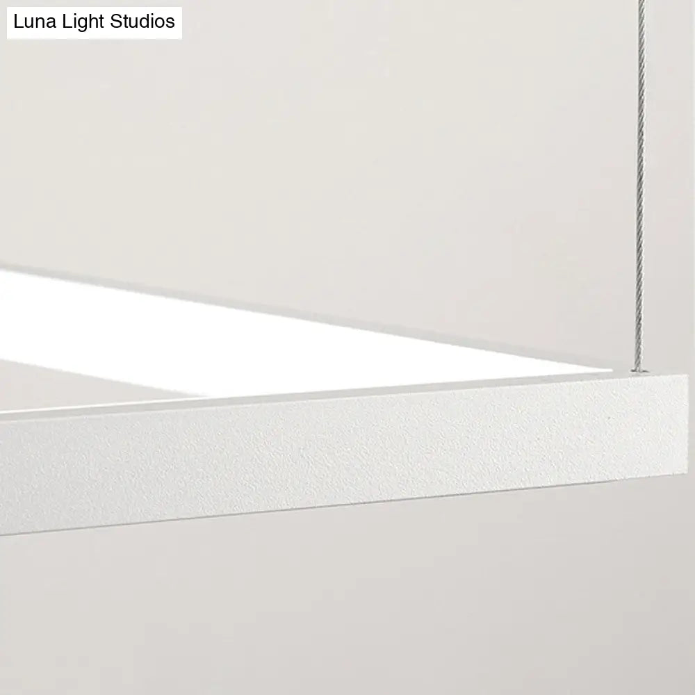Kit de lámpara colgante LED minimalista de metal - Forma rectangular, blanca, 23,5"/31,5"/38" de ancho, luz cálida/blanca/natural