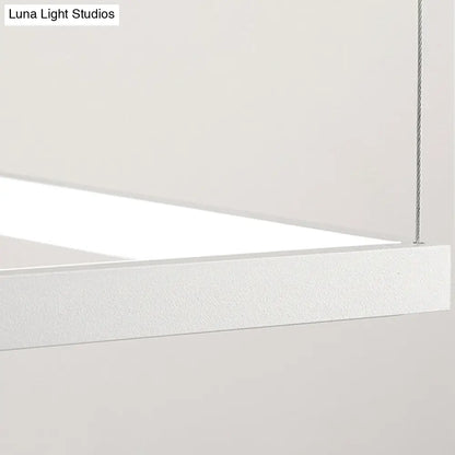 Kit de lámpara colgante LED minimalista de metal - Forma rectangular, blanca, 23,5"/31,5"/38" de ancho, luz cálida/blanca/natural