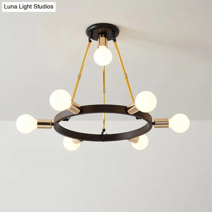 Lámpara colgante minimalista de metal: moderna lámpara de araña negra y dorada de 7/9 luces para dormitorio