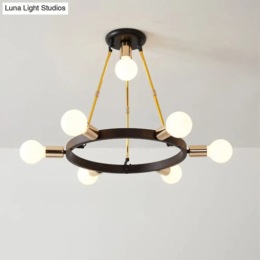 Lámpara colgante minimalista de metal: moderna lámpara de araña negra y dorada de 7/9 luces para dormitorio