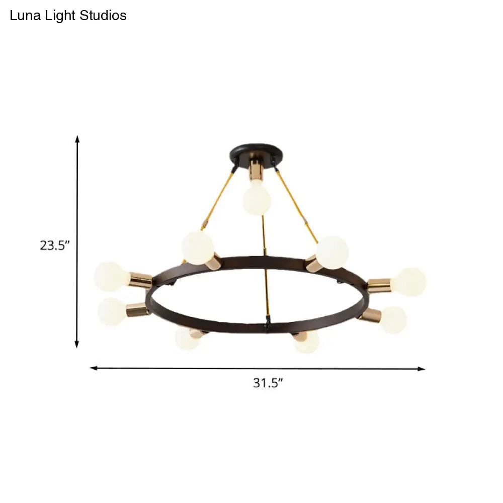 Lámpara colgante minimalista de metal: moderna lámpara de araña negra y dorada de 7/9 luces para dormitorio