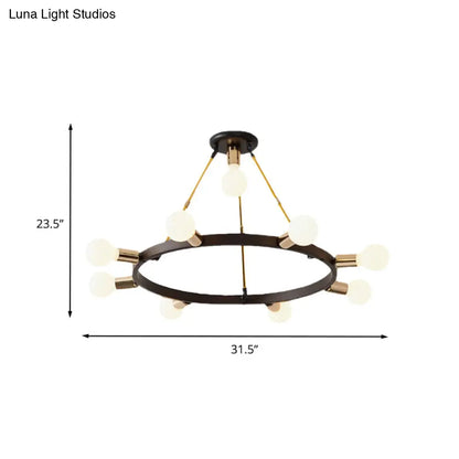 Lámpara colgante minimalista de metal: moderna lámpara de araña negra y dorada de 7/9 luces para dormitorio