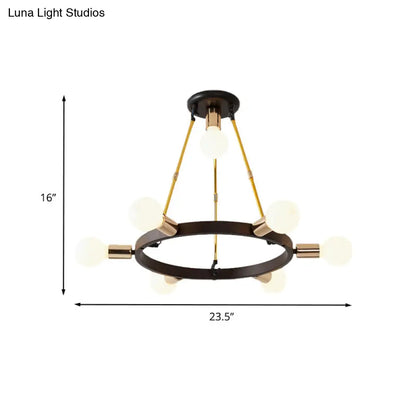 Lámpara colgante minimalista de metal: moderna lámpara de araña negra y dorada de 7/9 luces para dormitorio