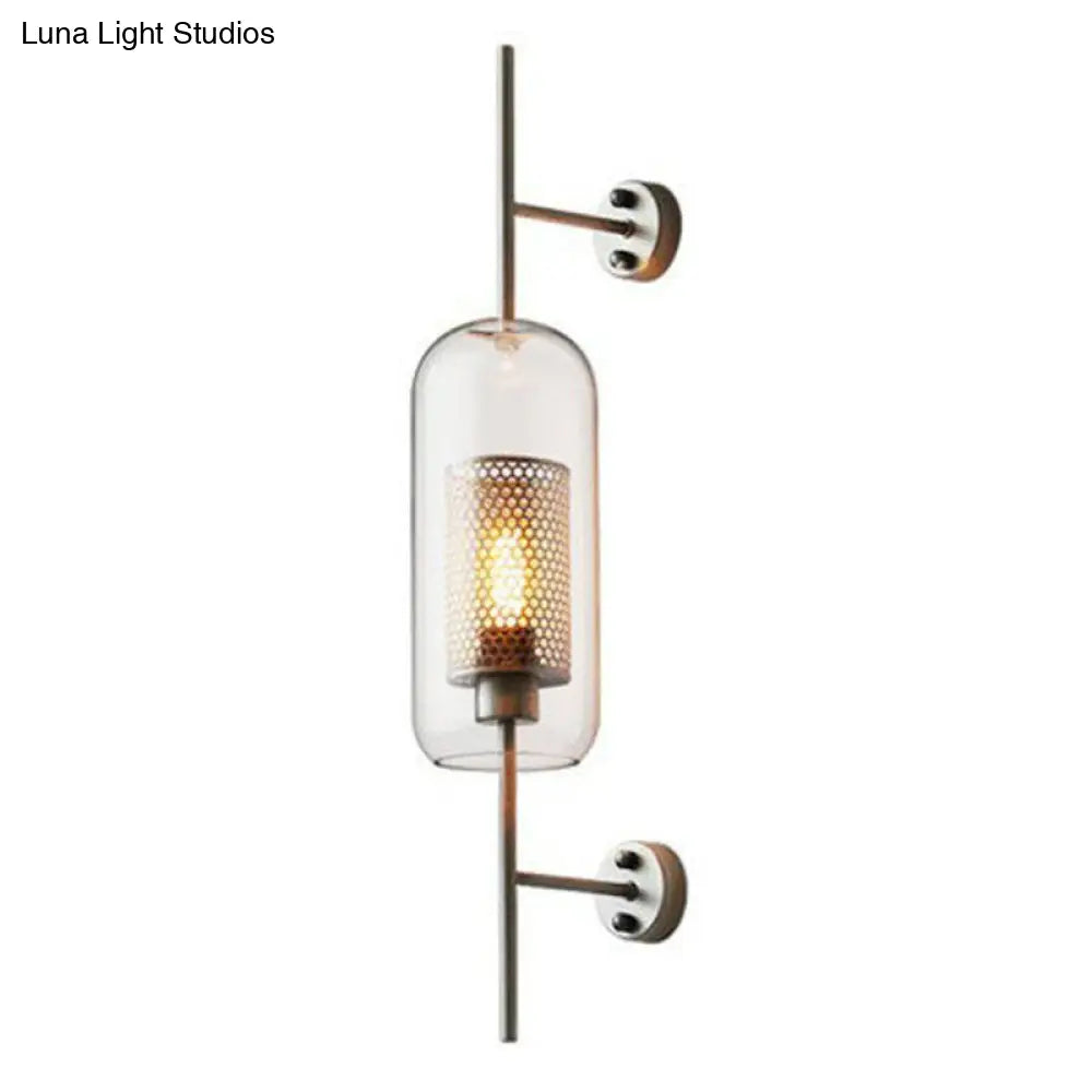 DecorBites™ DecorBites™ Minimalist Metal Mesh Wall Light Sconce with Clear Glass Shade - 1-Head Wall Mount Lamp