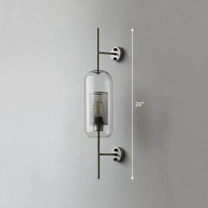 DecorBites™ DecorBites™ Minimalist Metal Mesh Wall Light Sconce with Clear Glass Shade - 1-Head Wall Mount Lamp
