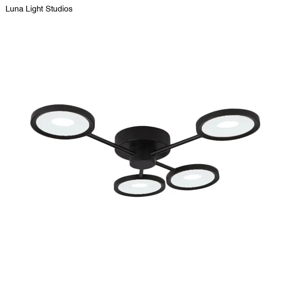 DecorBites™ DecorBites™ Minimalist Metal Semi Flush Mounted Ceiling Lamp, Black LED with 4 Adjustable Heads