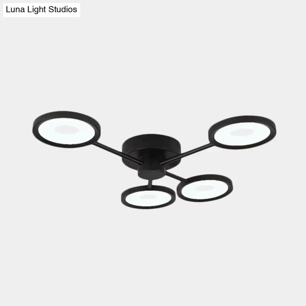 DecorBites™ DecorBites™ Minimalist Metal Semi Flush Mounted Ceiling Lamp, Black LED with 4 Adjustable Heads