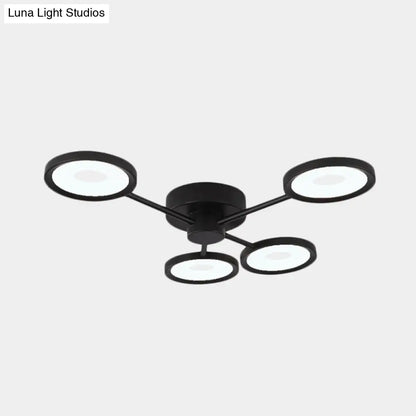 DecorBites™ DecorBites™ Minimalist Metal Semi Flush Mounted Ceiling Lamp, Black LED with 4 Adjustable Heads