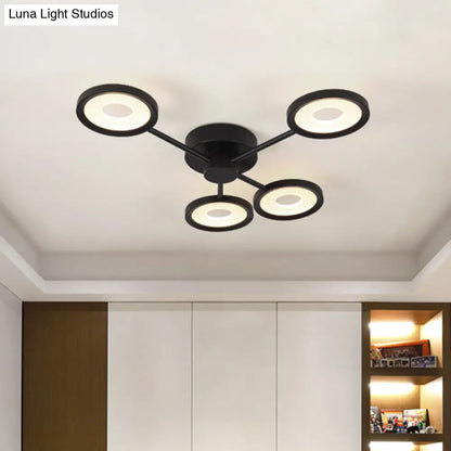DecorBites™ DecorBites™ Minimalist Metal Semi Flush Mounted Ceiling Lamp, Black LED with 4 Adjustable Heads