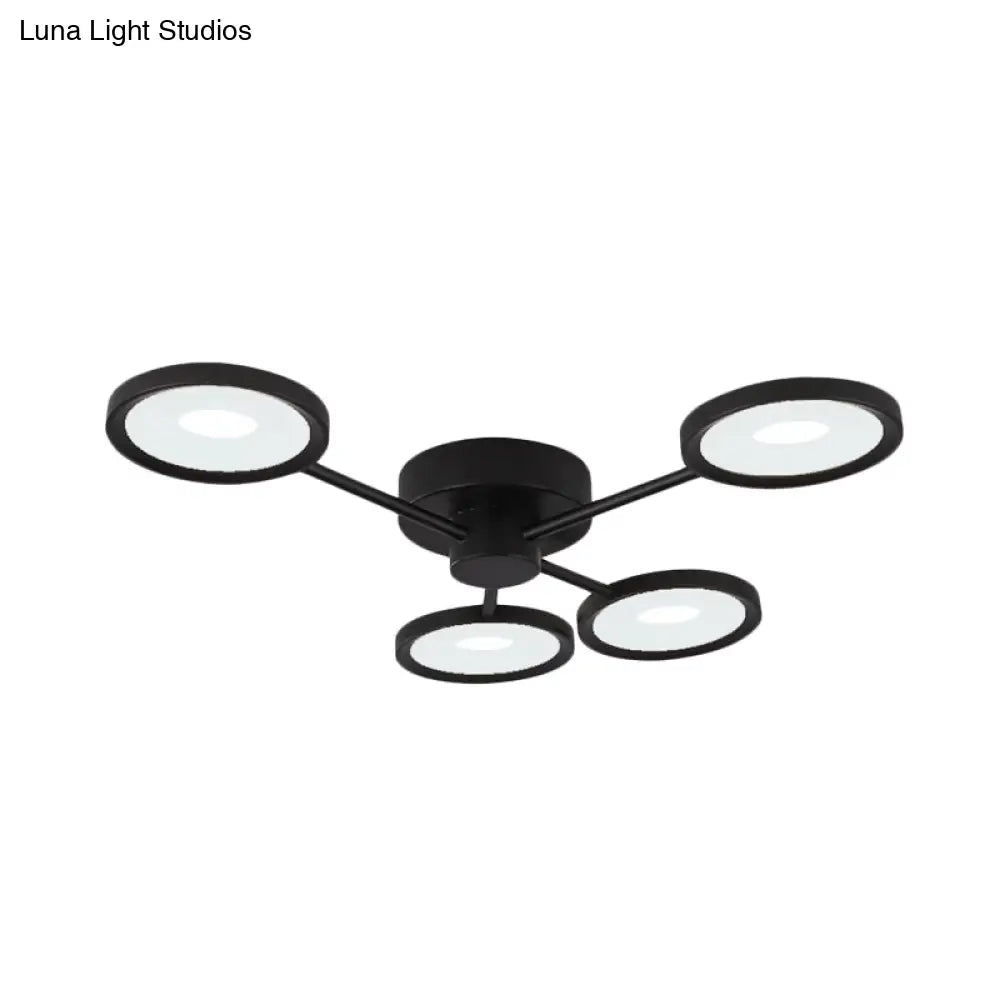 DecorBites™ DecorBites™ Minimalist Metal Semi Flush Mounted Ceiling Lamp, Black LED with 4 Adjustable Heads
