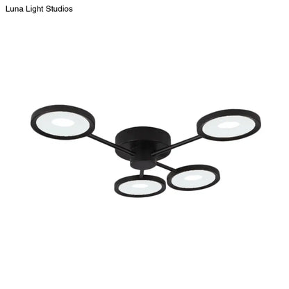 DecorBites™ DecorBites™ Minimalist Metal Semi Flush Mounted Ceiling Lamp, Black LED with 4 Adjustable Heads