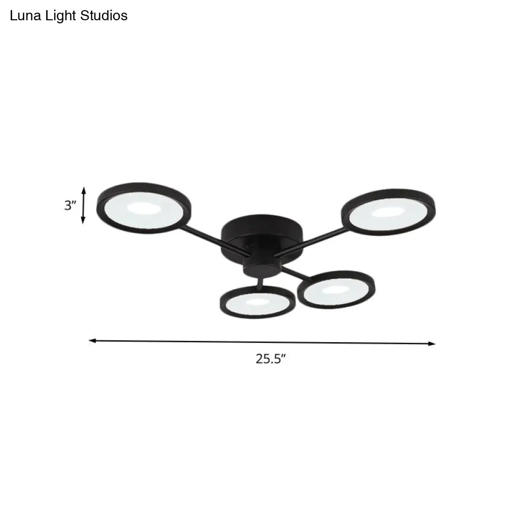 DecorBites™ DecorBites™ Minimalist Metal Semi Flush Mounted Ceiling Lamp, Black LED with 4 Adjustable Heads