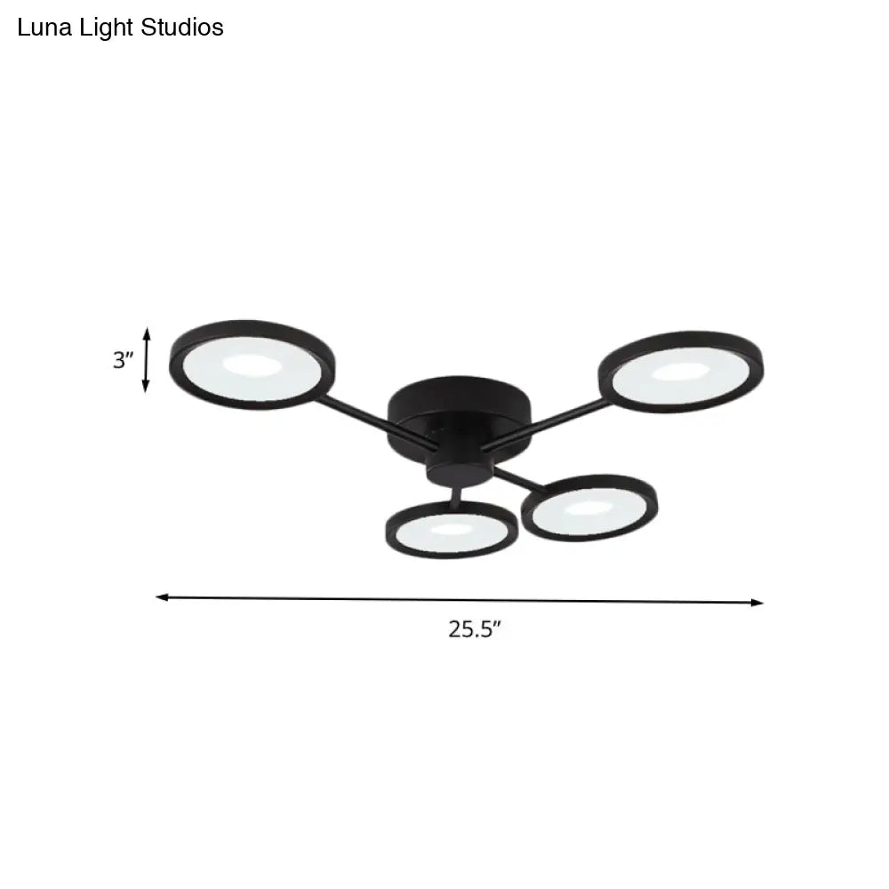 DecorBites™ DecorBites™ Minimalist Metal Semi Flush Mounted Ceiling Lamp, Black LED with 4 Adjustable Heads
