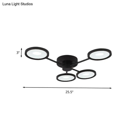 DecorBites™ DecorBites™ Minimalist Metal Semi Flush Mounted Ceiling Lamp, Black LED with 4 Adjustable Heads