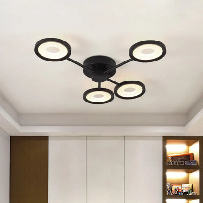 DecorBites™ DecorBites™ Minimalist Metal Semi Flush Mounted Ceiling Lamp, Black LED with 4 Adjustable Heads