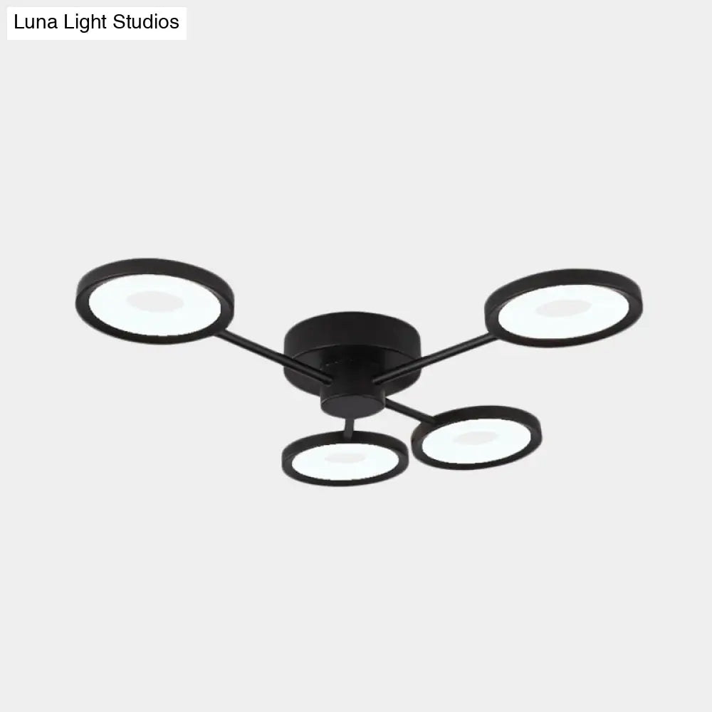 DecorBites™ DecorBites™ Minimalist Metal Semi Flush Mounted Ceiling Lamp, Black LED with 4 Adjustable Heads