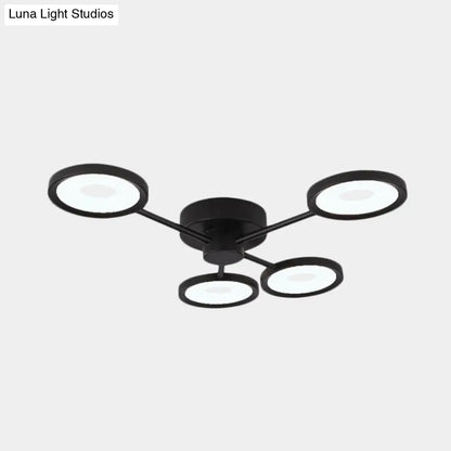 DecorBites™ DecorBites™ Minimalist Metal Semi Flush Mounted Ceiling Lamp, Black LED with 4 Adjustable Heads