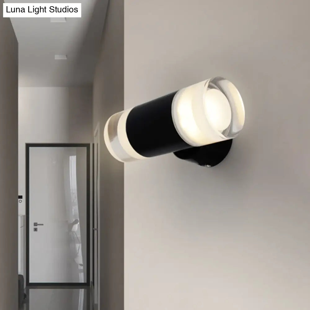 DecorBites™ DecorBites™ Minimalist Metal Tube Sconce Wall Mounted Light Fixture in Black for Living Room