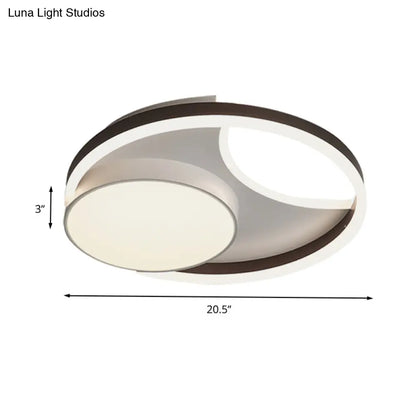 DecorBites™ DecorBites™ Minimalist Metallic LED Ceiling Mounted Flushmount Lighting in Coffee for Bedroom - 16.5"/20.5" Wide