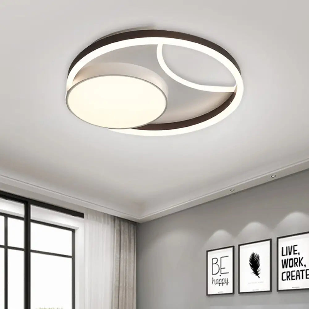 DecorBites™ DecorBites™ Minimalist Metallic LED Ceiling Mounted Flushmount Lighting in Coffee for Bedroom - 16.5"/20.5" Wide