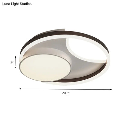 DecorBites™ DecorBites™ Minimalist Metallic LED Ceiling Mounted Flushmount Lighting in Coffee for Bedroom - 16.5"/20.5" Wide