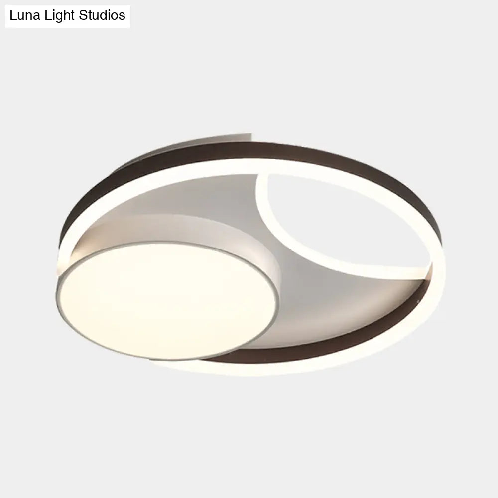 DecorBites™ DecorBites™ Minimalist Metallic LED Ceiling Mounted Flushmount Lighting in Coffee for Bedroom - 16.5"/20.5" Wide