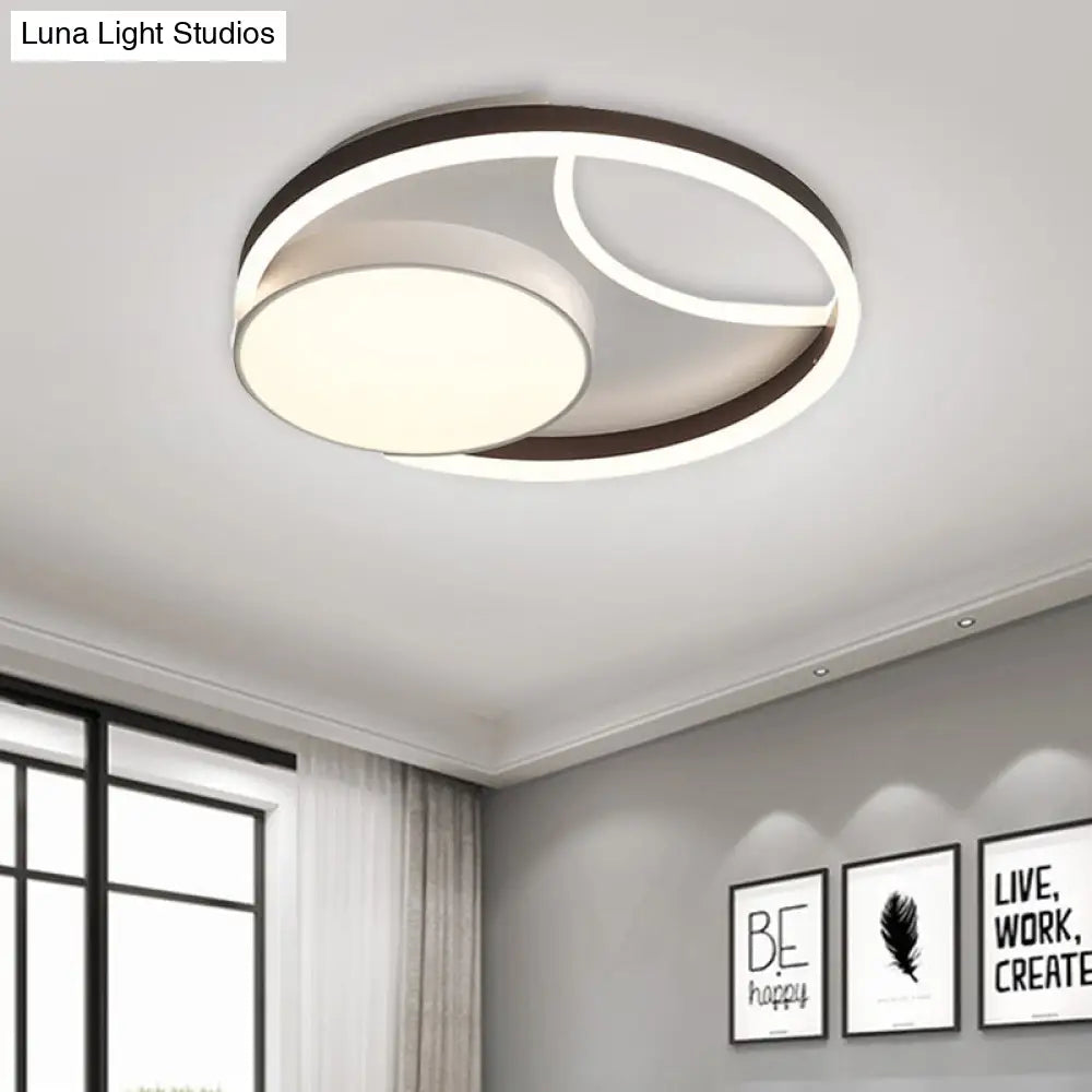 DecorBites™ DecorBites™ Minimalist Metallic LED Ceiling Mounted Flushmount Lighting in Coffee for Bedroom - 16.5"/20.5" Wide