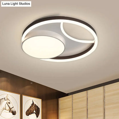 DecorBites™ DecorBites™ Minimalist Metallic LED Ceiling Mounted Flushmount Lighting in Coffee for Bedroom - 16.5"/20.5" Wide