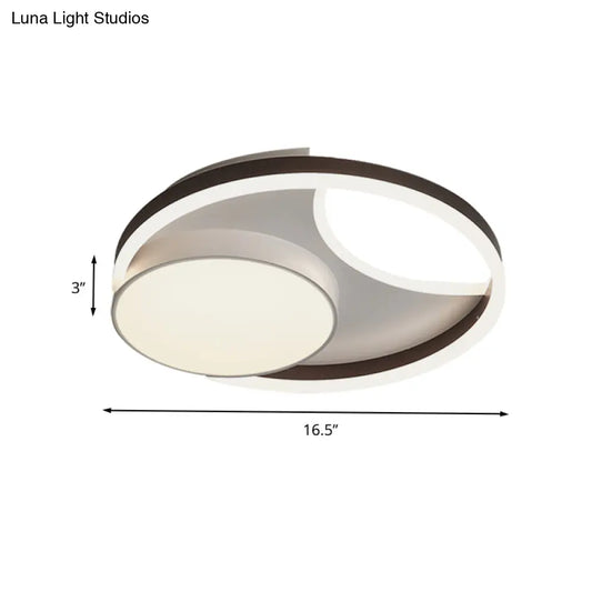 DecorBites™ DecorBites™ Minimalist Metallic LED Ceiling Mounted Flushmount Lighting in Coffee for Bedroom - 16.5"/20.5" Wide