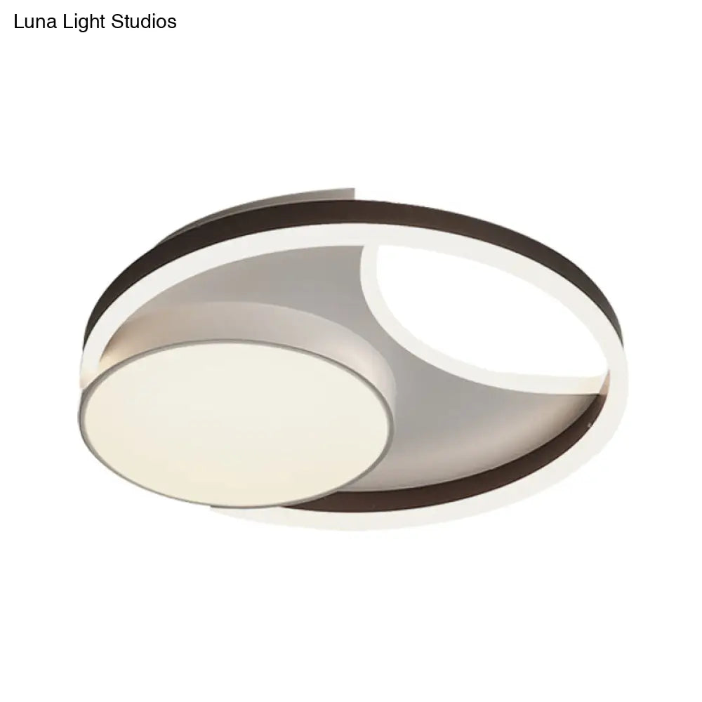 DecorBites™ DecorBites™ Minimalist Metallic LED Ceiling Mounted Flushmount Lighting in Coffee for Bedroom - 16.5"/20.5" Wide