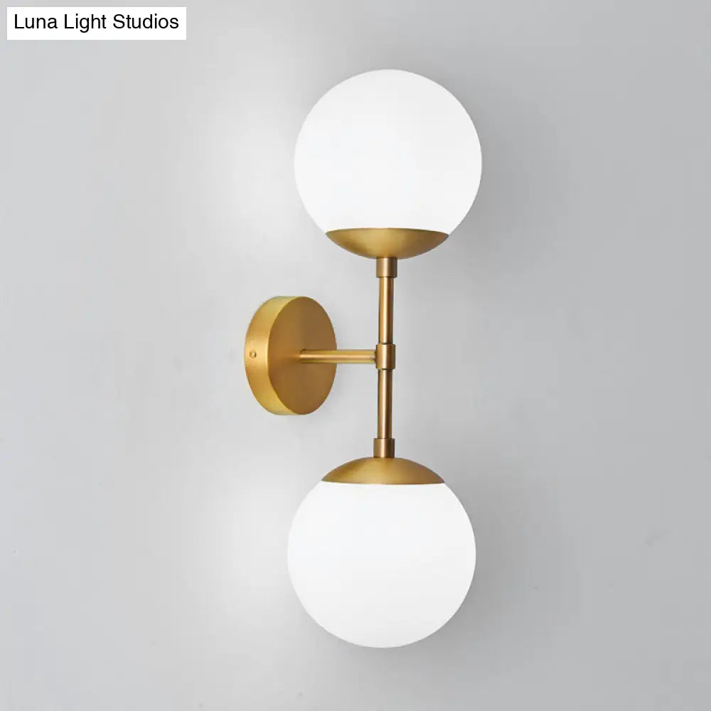DecorBites™ DecorBites™ Minimalist Milky Glass 2-Light Wall Sconce - Brass Finish