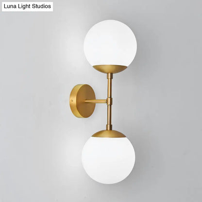 DecorBites™ DecorBites™ Minimalist Milky Glass 2-Light Wall Sconce - Brass Finish