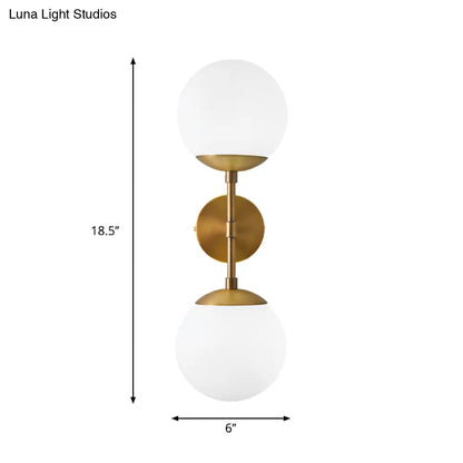 DecorBites™ DecorBites™ Minimalist Milky Glass 2-Light Wall Sconce - Brass Finish