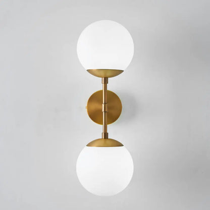 DecorBites™ DecorBites™ Minimalist Milky Glass 2-Light Wall Sconce - Brass Finish