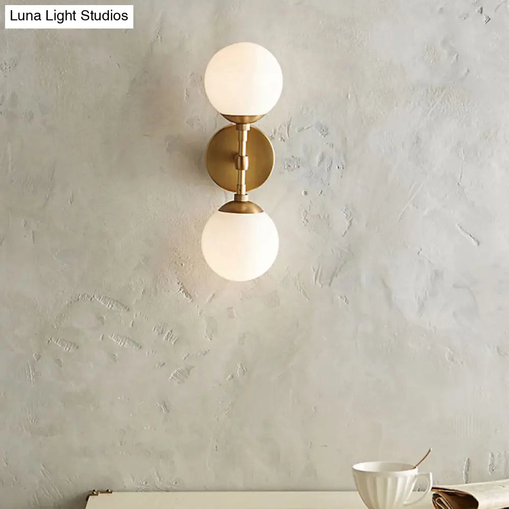 DecorBites™ DecorBites™ Minimalist Milky Glass 2-Light Wall Sconce - Brass Finish