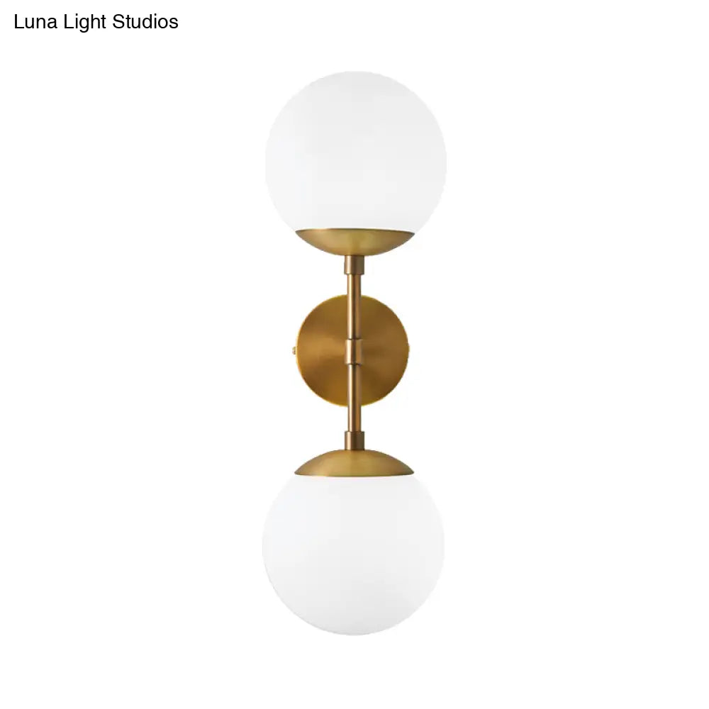 DecorBites™ DecorBites™ Minimalist Milky Glass 2-Light Wall Sconce - Brass Finish
