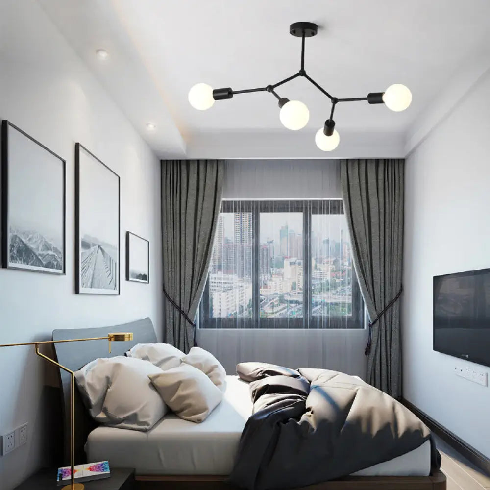 Minimalist Molecular Metal Chandelier: Stylish Living Room Lighting