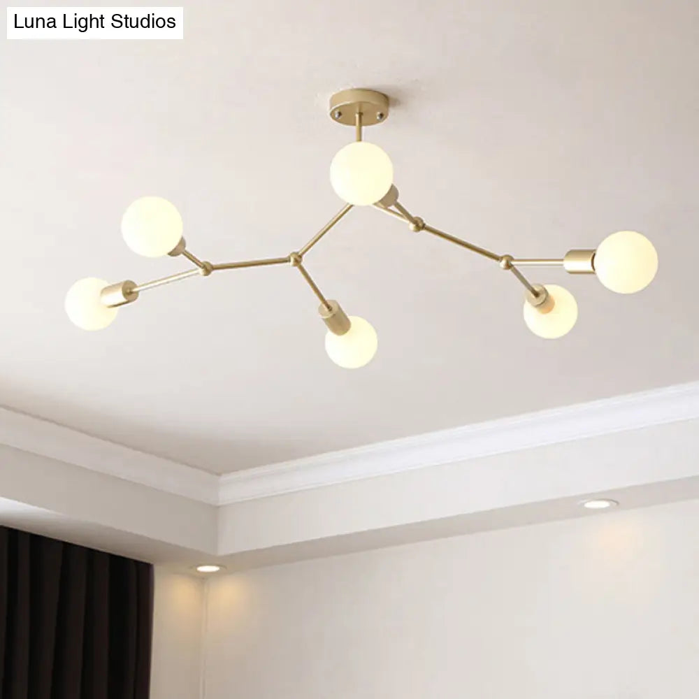 Minimalist Molecular Metal Chandelier: Stylish Living Room Lighting
