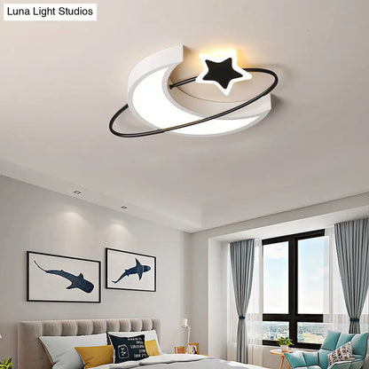 DecorBites™ DecorBites™ Minimalist Moon & Star Ceiling Light: Acrylic LED Flush Mount in Black-White for Bedrooms