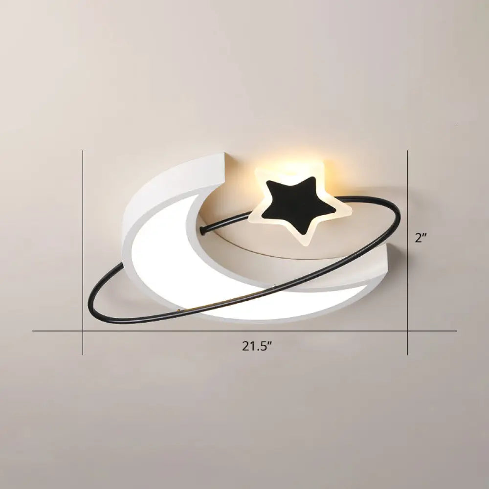 DecorBites™ DecorBites™ Minimalist Moon & Star Ceiling Light: Acrylic LED Flush Mount in Black-White for Bedrooms