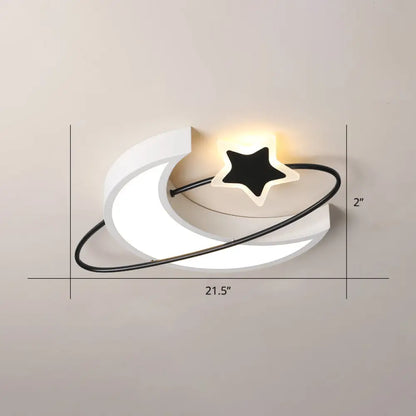 DecorBites™ DecorBites™ Minimalist Moon & Star Ceiling Light: Acrylic LED Flush Mount in Black-White for Bedrooms