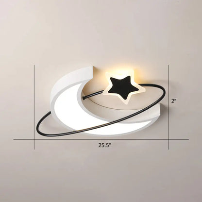 DecorBites™ DecorBites™ Minimalist Moon & Star Ceiling Light: Acrylic LED Flush Mount in Black-White for Bedrooms