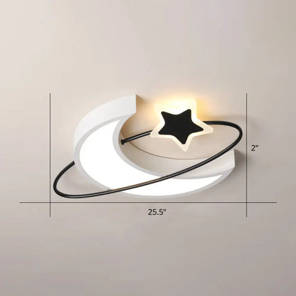 DecorBites™ DecorBites™ Minimalist Moon & Star Ceiling Light: Acrylic LED Flush Mount in Black-White for Bedrooms
