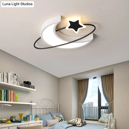 DecorBites™ DecorBites™ Minimalist Moon & Star Ceiling Light: Acrylic LED Flush Mount in Black-White for Bedrooms