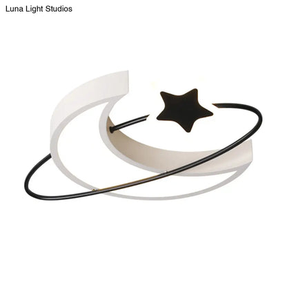 DecorBites™ DecorBites™ Minimalist Moon & Star Ceiling Light: Acrylic LED Flush Mount in Black-White for Bedrooms