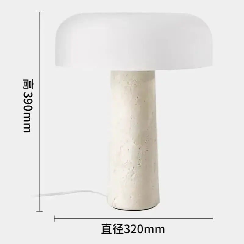 Minimalist mushroom table lamp with decorbites cream marble textured stone base for bedroom decor