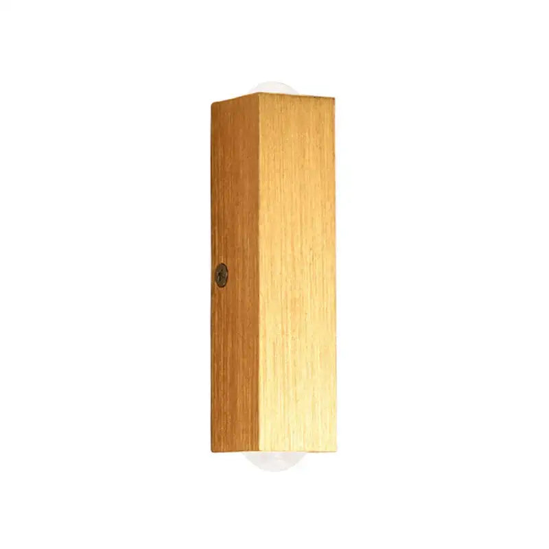 Minimalist natural wood angled wall lamp with frosted glass and light wood grain finish for bedroom decorbites brushed gold
