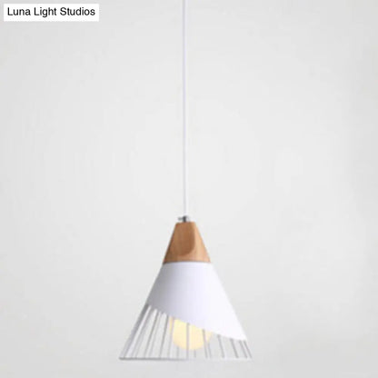 Minimalist Nordic Macaroon Hanging Light with Solid Wood Shade for Bedroom