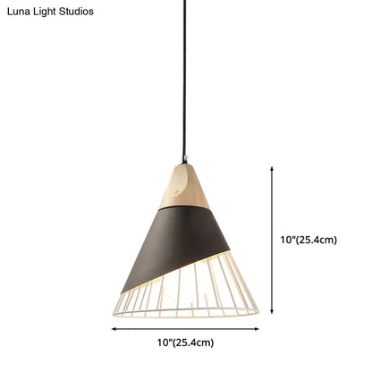 Minimalist Nordic Macaroon Hanging Light with Solid Wood Shade for Bedroom