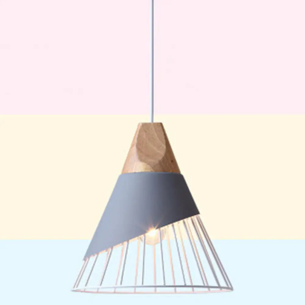 Minimalist Nordic Macaroon Hanging Light with Solid Wood Shade for Bedroom